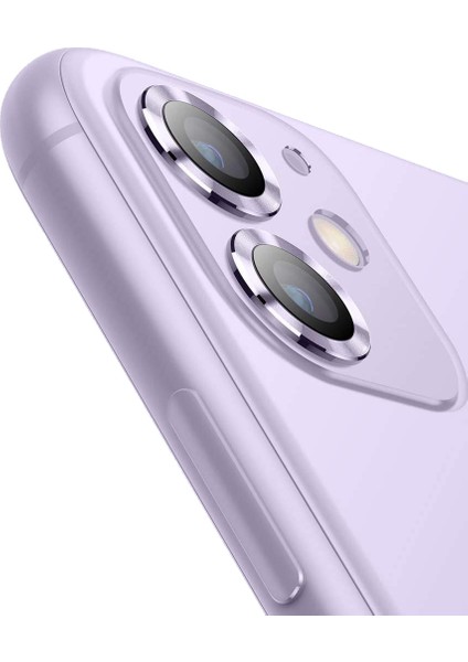 iPhone 11 / 12 / 12 Mini Kamera Metal Lens Koruyucu Purple