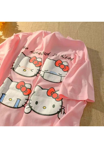 Hello Kitty Sick Emoji Pembe (Unisex) T-Shirt