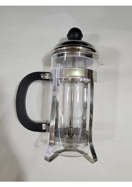 Pukka Cam Metal French Press 350ml Gümüş Renk Servis Sunum Sofra Ürünü Tekli
