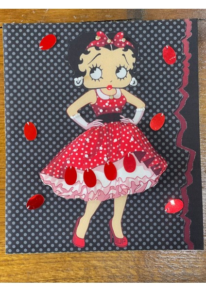 24X20 cm Puantiyeli Bety Kız 3 Boyutlu Kabartma Aplike Arma Yama Dikiş Aksesuarı