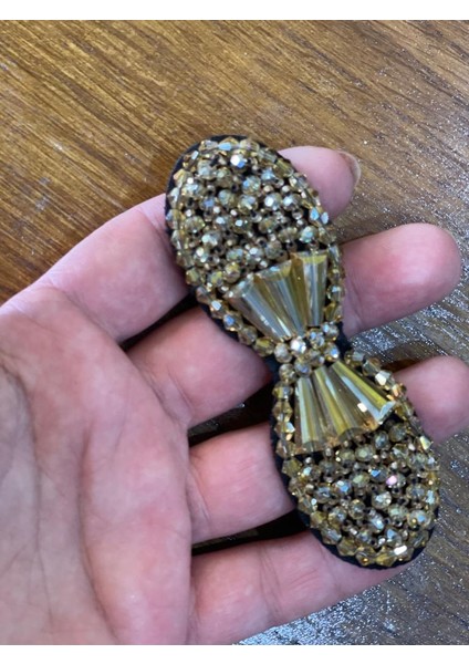 Boncuk ve Taş Işlemeli Fiyonk Takı Toka Giyim Aksesuarı Aplike Arma