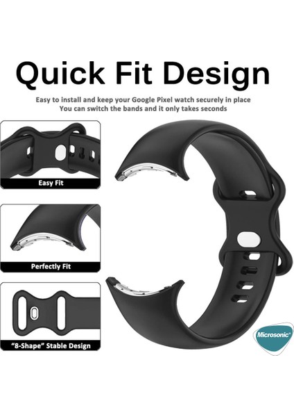 Google Pixel Watch Kordon, Silicone Sport Band Siyah