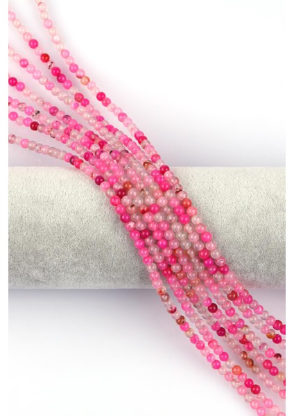 Pembe Akik Doğal Taş Dizi 4 mm Fasetli Küre Kesim