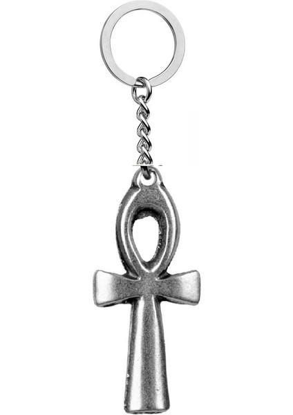 Ankh Anahtarı Eskitme Antik Gümüş Kaplama Anahtarlık