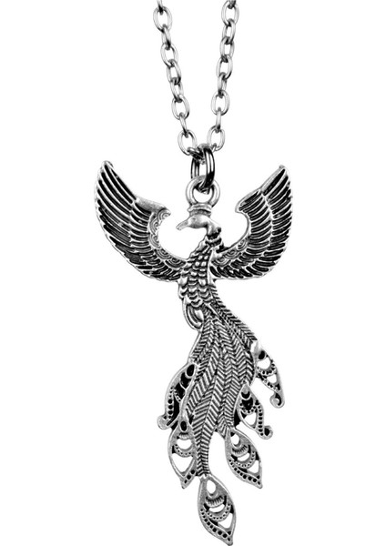 Zümrüdüanka Kuşu Gümüş Kaplama 60 cm Zincir Erkek Kadın Kolye