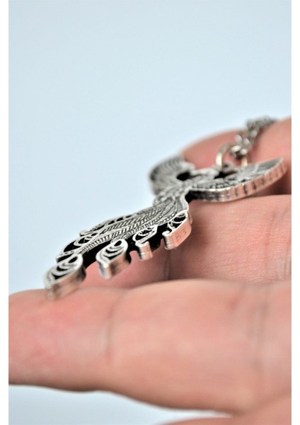 Zümrüdüanka Kuşu Gümüş Kaplama 60 cm Zincir Erkek Kadın Kolye fırsatları