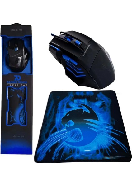 Xtrıke Me Oyuncu Mouse + Mouse Pad Set, Yüksek Kalite, Rgb Işıklı Gaming Mouse ve 30X24CM Desenli Oyuncu Mousepad