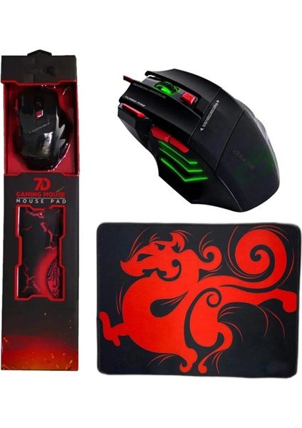 Xtrıke Me Oyuncu Mouse + Mouse Pad Set, Yüksek Kalite, Rgb Işıklı Gaming Mouse ve 30X24CM Desenli Oyuncu Mousepad