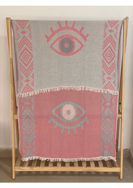 Çift Taraflı 3 Kat Müslin Göz Desenli Kilim Motifli Plaj Havlusu - Peştamal 90 x 180 fiyatları