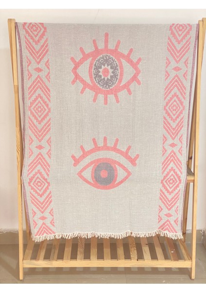 Çift Taraflı 3 Kat Müslin Göz Desenli Kilim Motifli Plaj Havlusu - Peştamal 90 x 180 fırsatları
