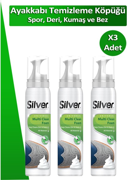 3 Adet Silver Spor Ayakkabı Temizleme Köpüğü 125 ml Süngerli