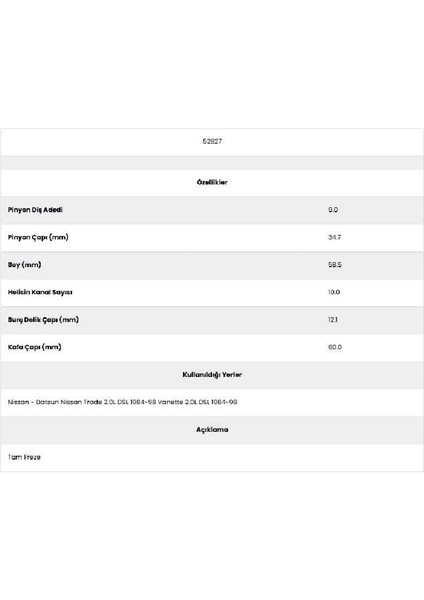 52827 Nissan 10 Kanal 9 Diş 90033362 Marş Dişlisi fiyatları