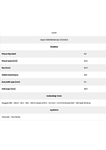 52767 Seat 10 Kanal 9 Diş 10062094 Marş Dişlisi fiyatları