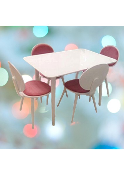 Masa-Sandalye ST RETRO Papel Takım model Kayın Retro kaplama Parlak beyaz El Yapı