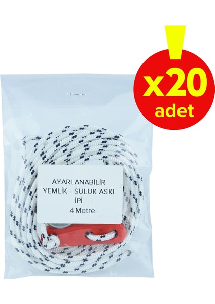 4 Metre Yemlik Suluk Askı Ipi - 20 Adet