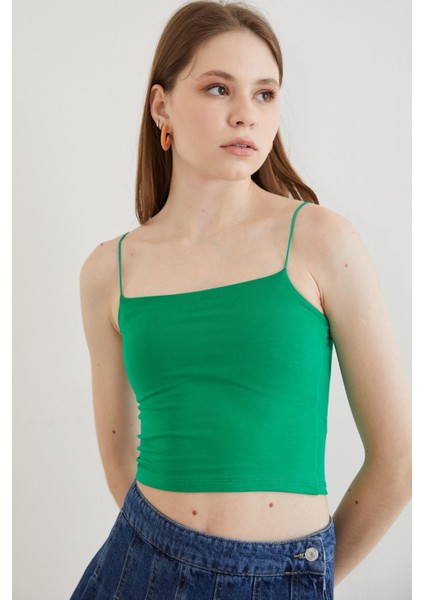 Ip Askılı Body Bluz-Yeşil