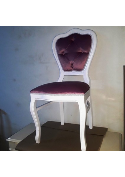 Sandalye ST ASLAN Ayak Model Kayın Klasik BEYAZ babyface MOR kumaş Oyma El yapım