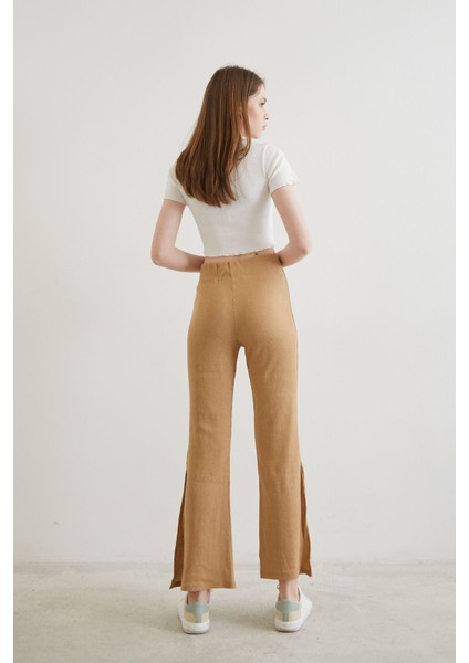 Kaşkorse Yırtmaçlı Pantolon-Bej
