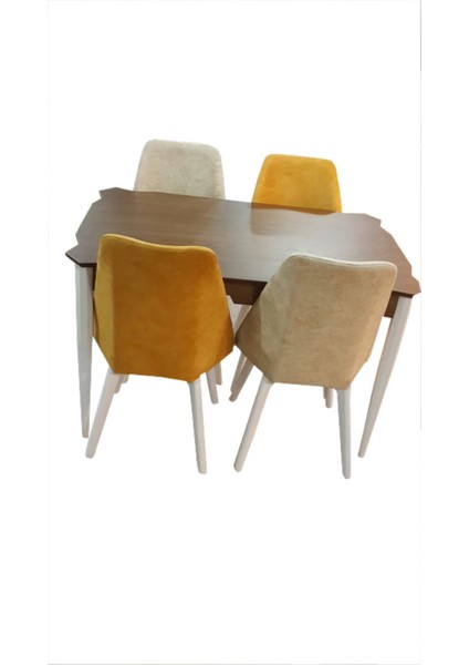 Masa-Sandalye ST PETEK Model Kayın Retro ayak Parlak beyaz Kalite Kumaş El Yapım