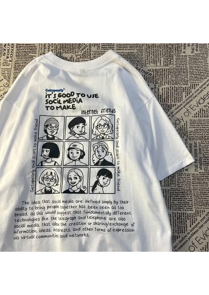 Y2K Letter Sırt Baskılı T-Shirt
