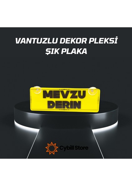 Mevzu Derin Yazılı Vantuzlu Dekor Pleksi Plaka Araç Içi Cam Yazısı