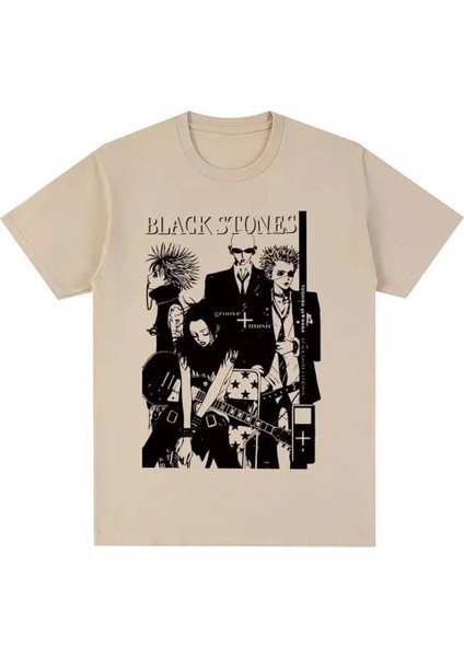 Beyaz Anime Black Stones Band (Unisex) T-Shirt