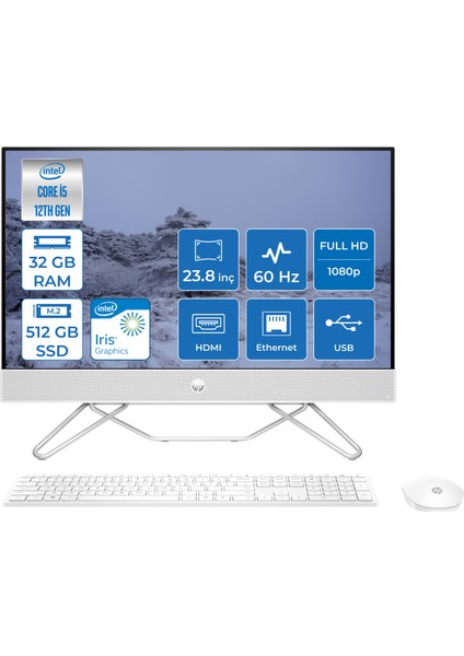24-CB1017NT Intel Core i5 1235U 32GB 512GB SSD Freedos 23.8" FHD All In One Bilgisayar 761F1EA010