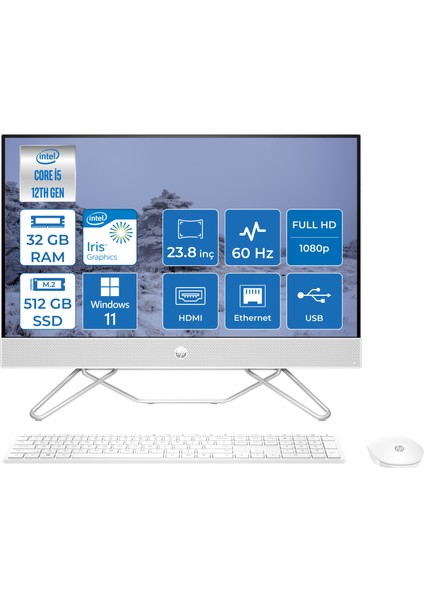 24-CB1017NT Intel Core i5 1235U 32GB 512GB SSD Windows 11 Pro 23.8" FHD All In One Bilgisayar 761F1EA012
