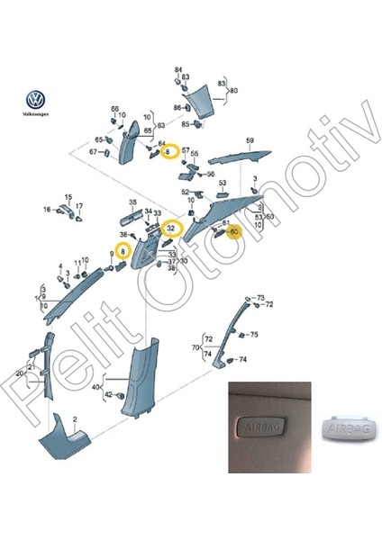 Seat Arona Hava Yastığı Airbag Yazısı 5G0853437 Orjinal