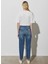 Yüksek Bel Dar Paça Mom Fit Kadın Denim Pantolon W246009XT 5