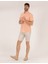 Erkek Bej Slim Fit Keten Karışımlı Beli Lastikli Bağcıklı Bermuda Şort 50268216-VR011 1