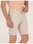 Erkek Bej Slim Fit Keten Karışımlı Beli Lastikli Bağcıklı Bermuda Şort 50268216-VR011 5