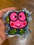 9x7 cm Kot Üzeri Şeker Pembe Deri Komik Surat Smile Aplike Arma Yama Dikiş Hobi 1
