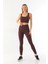 Kahverengi Yüksek Bel Toparlayıcı Fitilli Spor Tayt ve Crop Takım 1