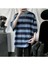 Harajuku Mavi Siyah Çizgili Oversize (Unisex) T-Shirt 2