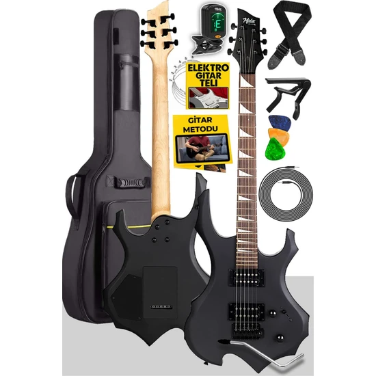 Midex Force Masif Ağaç Üst Seviye Elektro Gitar H-H Profesyonel Full Set Aksesuarlı