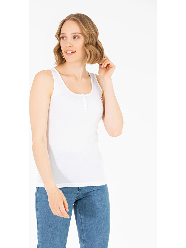 U.S. Polo Assn. Kadın Beyaz Basic Tişört 50262673-VR013