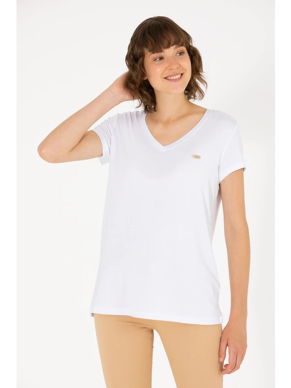 U.S. Polo Assn. Kadın Beyaz Basic Tişört 50262610-VR013