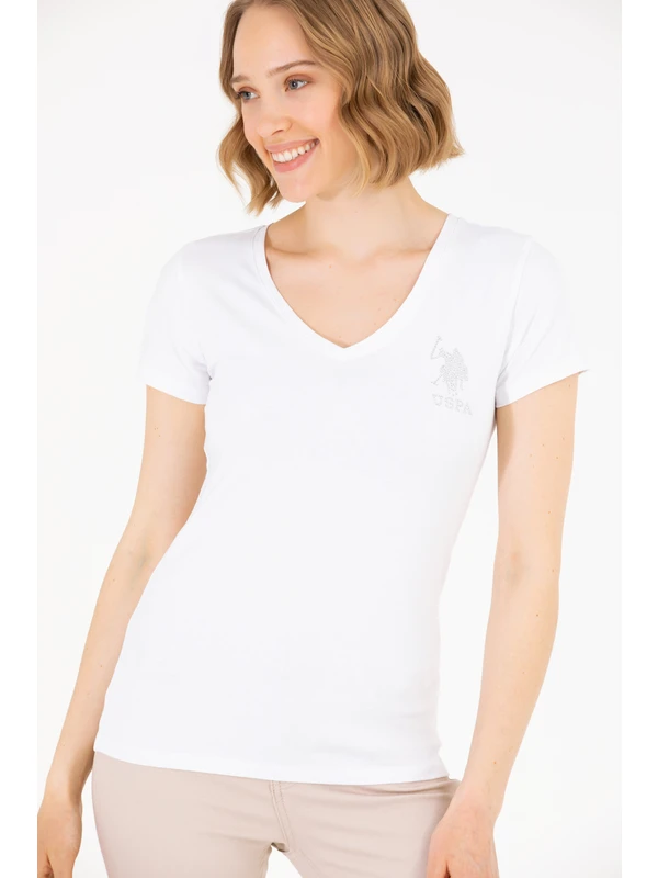 U.S. Polo Assn. Kadın Beyaz Basic Tişört 50263976-VR013