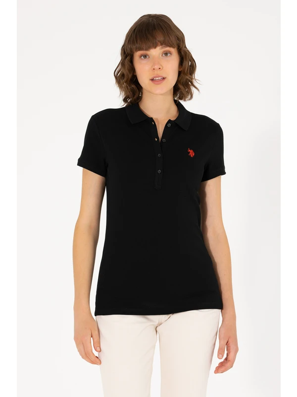U.S. Polo Assn. Kadın Siyah Basic Tişört 50262675-VR046