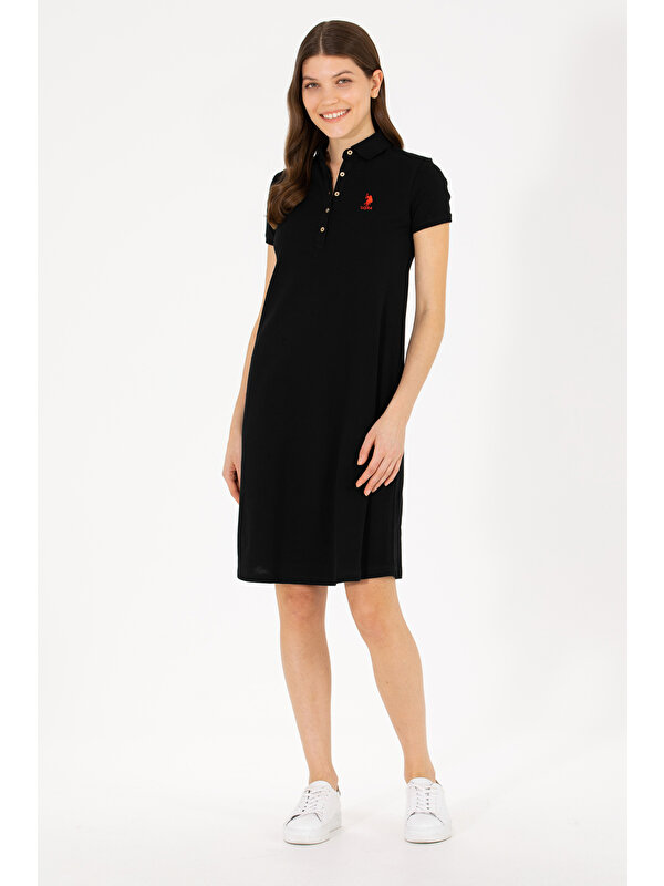 U.S. Polo Assn. Kadın Siyah Örme Elbise 50262672-VR046