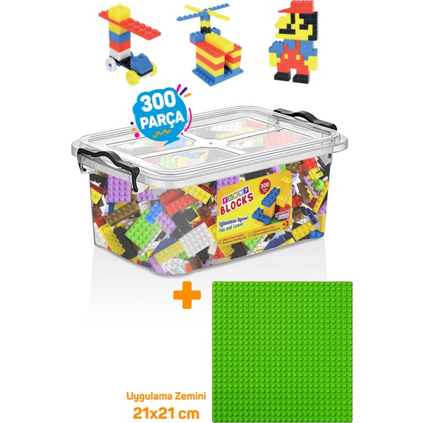 Parti Oyun Evi Yeşil Uygulama Zeminli LEGO Mikro Blok Funny Blocks