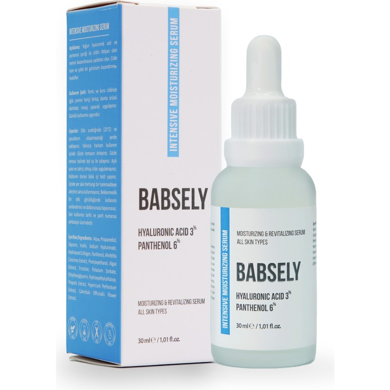 Babsely Tüm Cilt Tiplerine Bakım Için Yoğun Nemlendirici Serum (Hyaluronic Acid %3 + B5 (Panthenol)