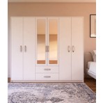 Metalia Gm315 Cesar 6 Kapı 2 Çekmeceli Beyaz Aynalı Gardırop Suntalam Malzemeden Modern Tasarım