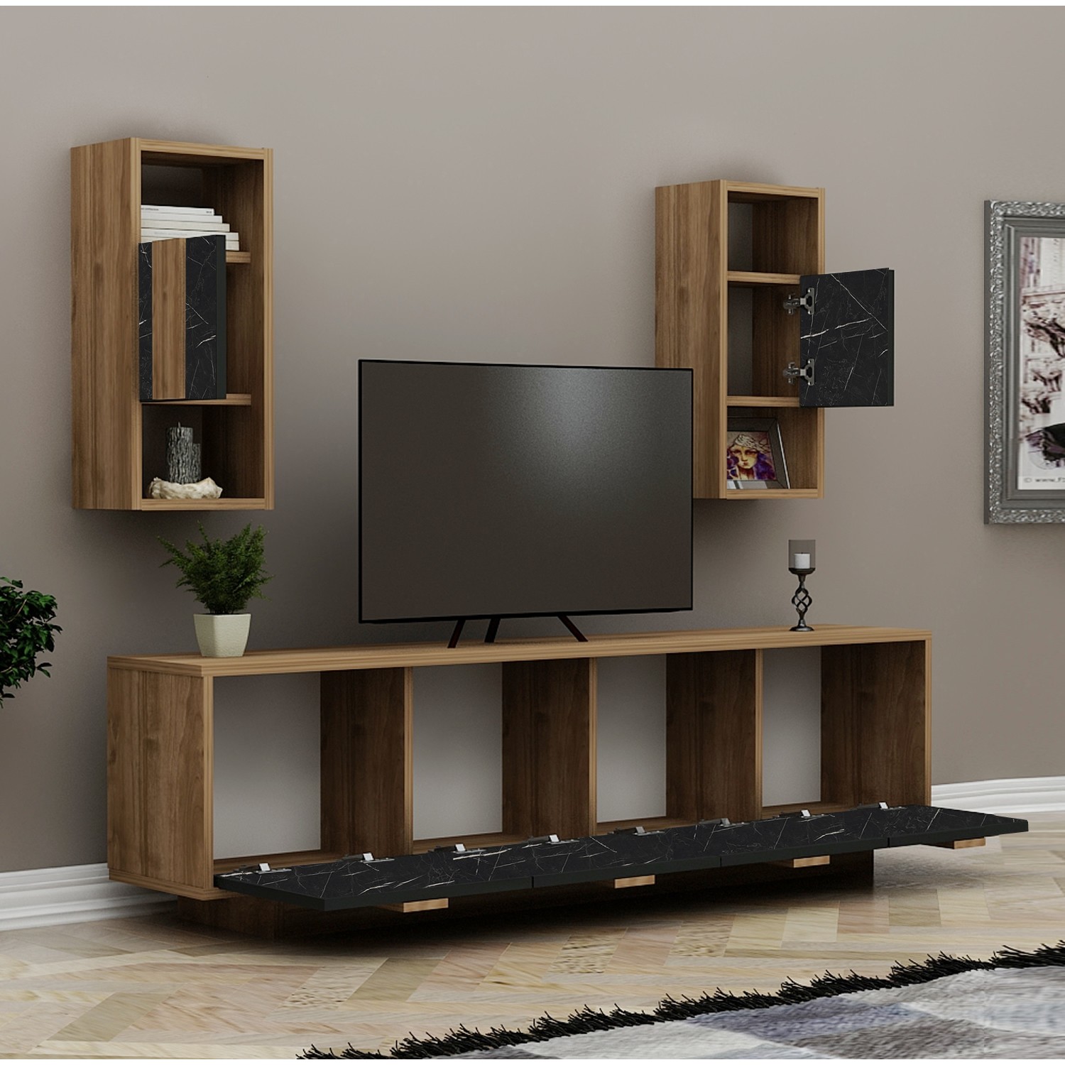 Hepsi Home Siena Tv Ünitesi Ceviz / Siyah Mermer Fiyatı
