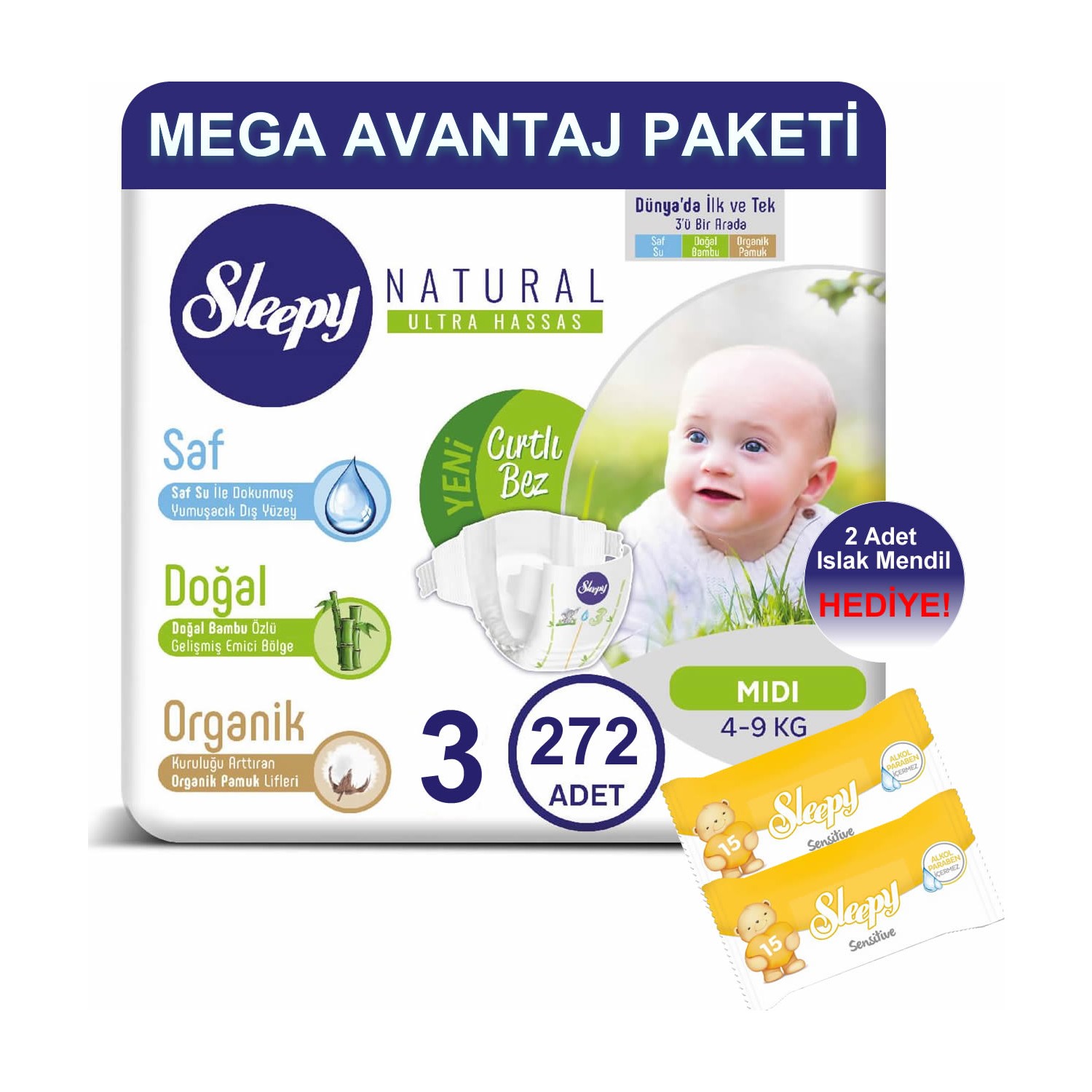 Sleepy Natural Bebek Bezi Mega Avantaj Paketi 3 Numara Fiyatı
