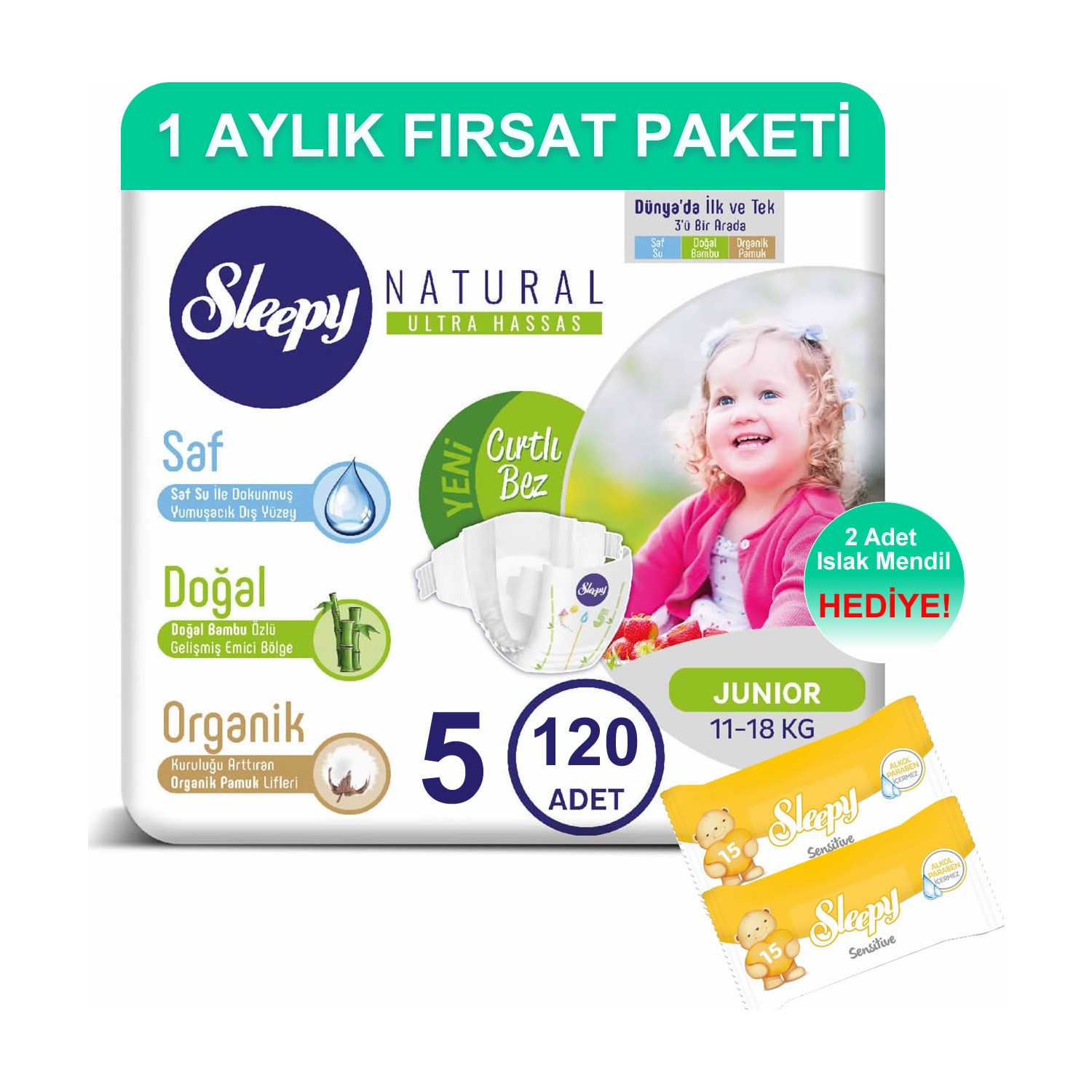 Sleepy Natural Bebek Bezi 1 Aylık Fırsat Paketi 5 Numara Fiyatı