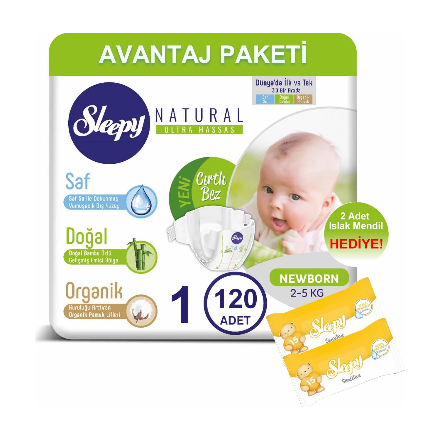 Sleepy Natural Bebek Bezi Avantaj Paketi 1 Numara 120�LI 25 Fiyatı