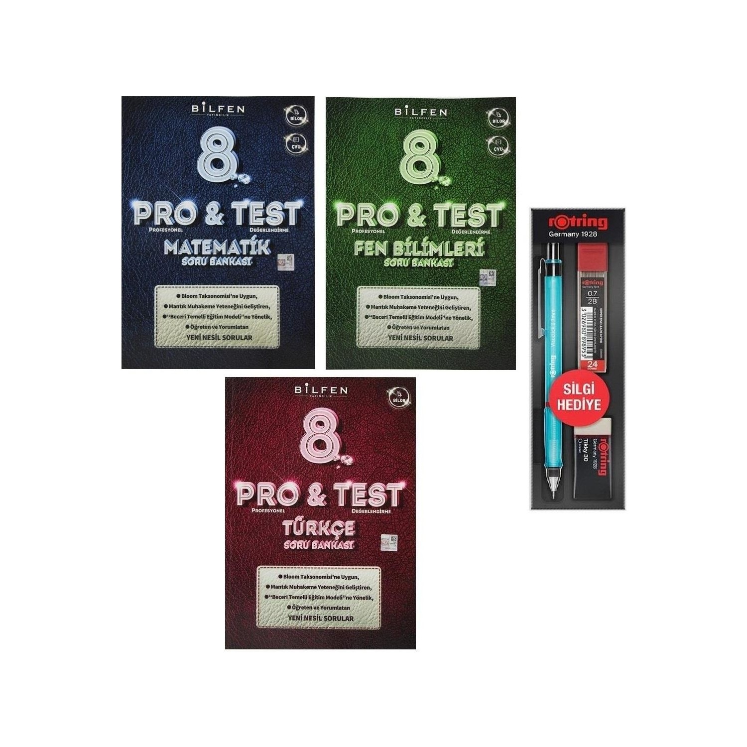 Bilfen Yayinlari 8 Sinif Pro Test Matematik Turkce Fen Kitabi