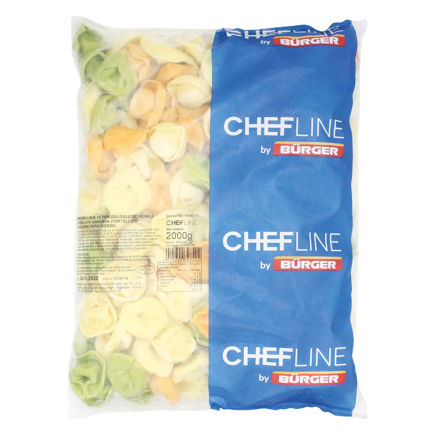 Chefline Üç Renkli ve Üç Peynirli Tortelloni 2 kg Fiyatı Chefline Üç Renkli ve Üç Peynirli Tortelloni 2 kg Fiyatı